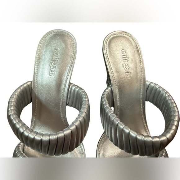 Cult Gaia Valence 75MM Metallic Leather Sandals in Silver Size 7.5 - Picture 6 of 13